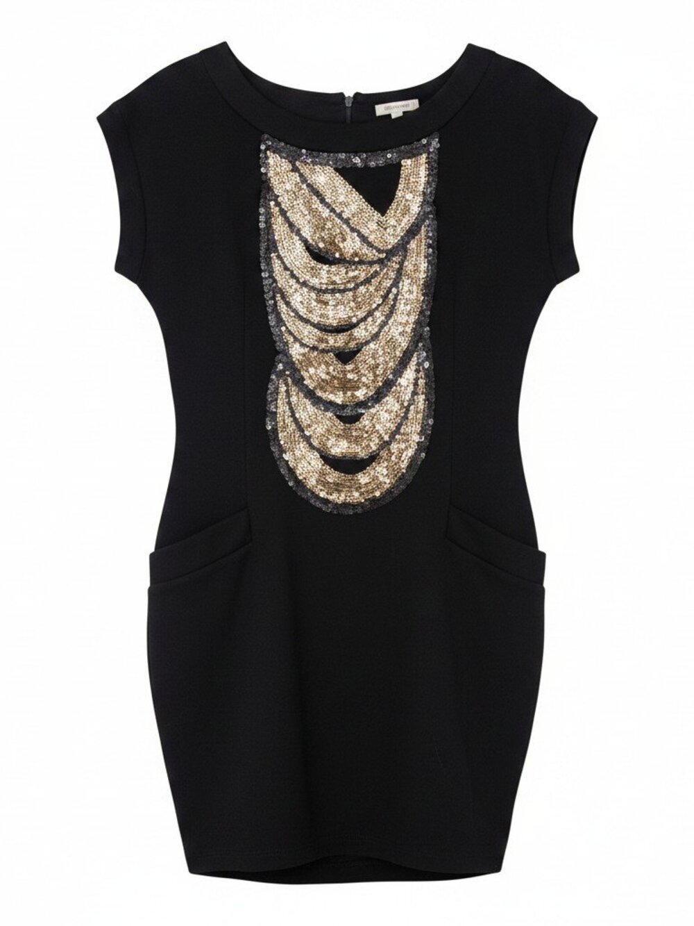 Ted Baker Metallic Sequin Beaded Chain Tulip Dress - Black / 4